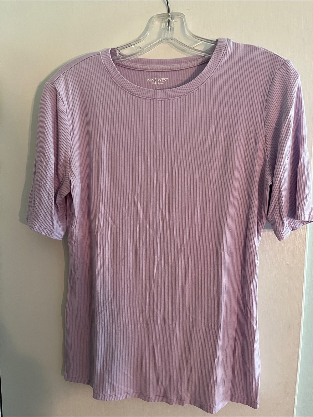 Nine West Lilac Ribbed Short Sleeve Top